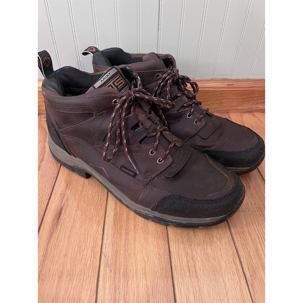 Ariat ATS Terrain Waterproof Brown Leather Hiking Work Boots Men 12D 10002183